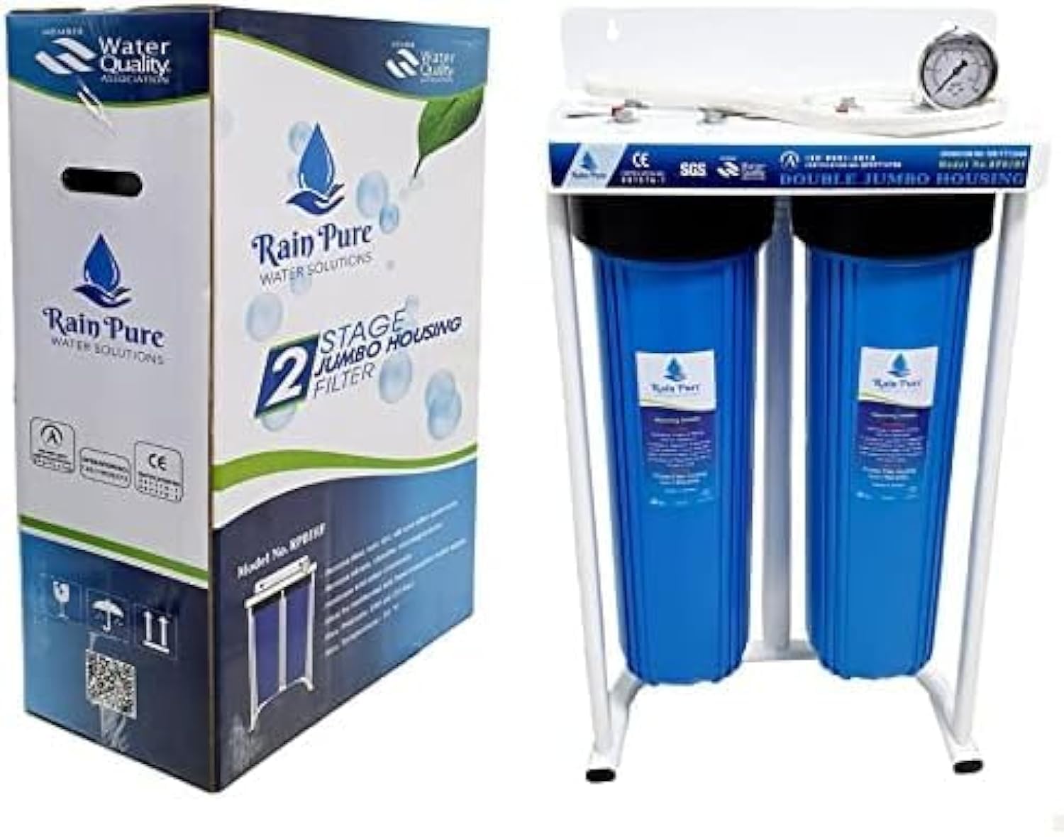 rain pure water solutions with Blue Housing Double 20’’Jumbo Filter 2 Stage All home and restaurant,