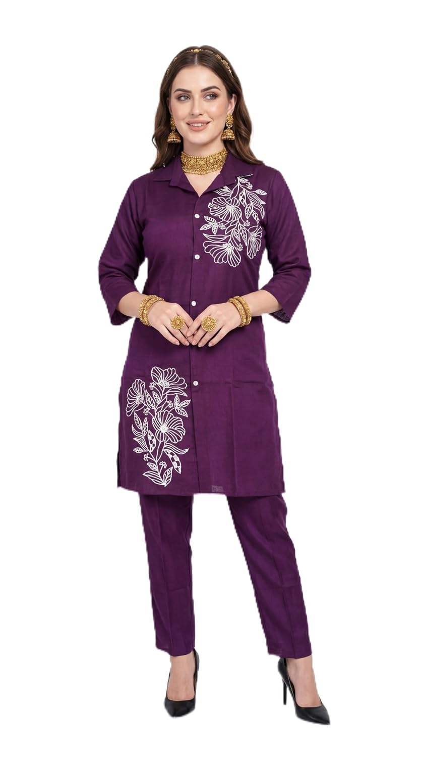 YASHBOSS Women's Floral Embroidery Thread Work Cord Set | Vatican Fabric Shirt and Pant with Side Pocket - Review, Price and Buying Guide