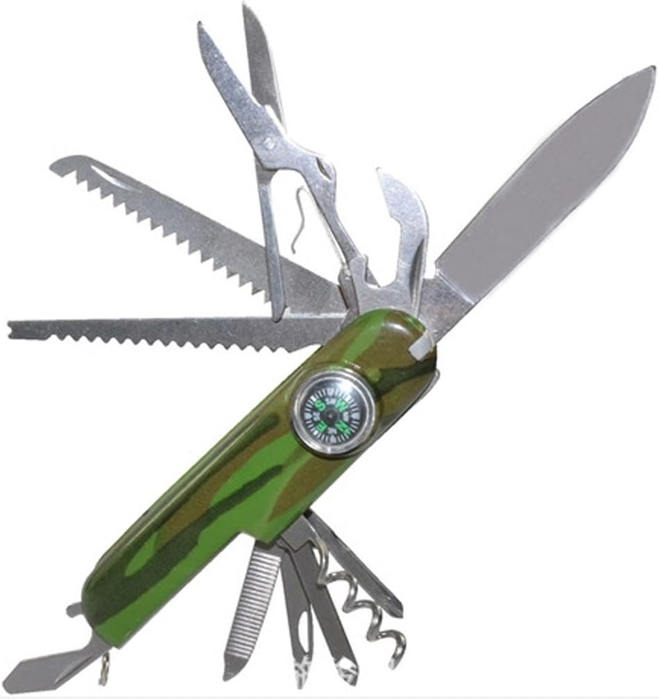 Multifunction Army Outdoor Camping Folding Knife - Classic Camo with Compass Saber - Portable Pocket Knives - Best Service