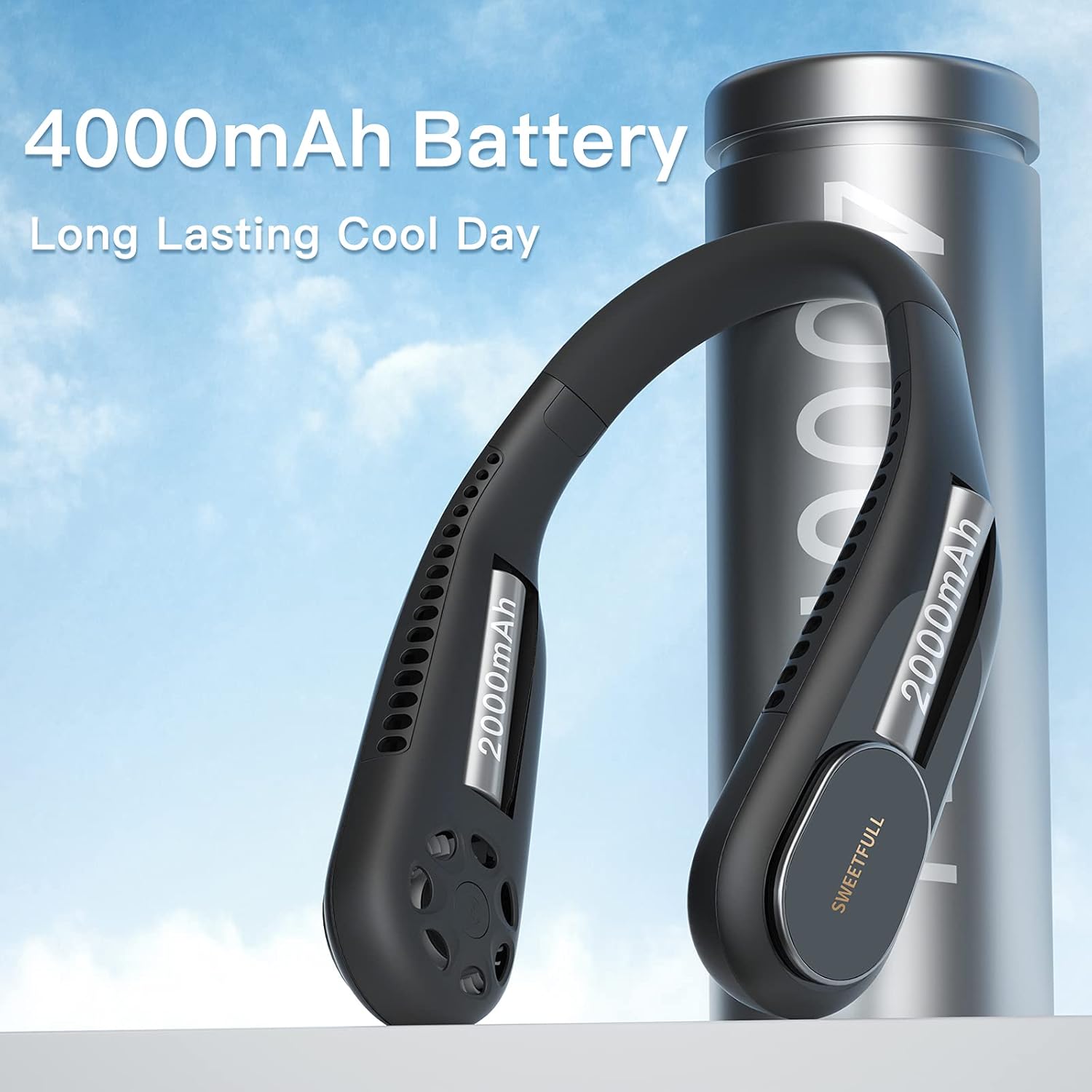 SWEETFULL Portable Neck Fan, Personal Fan Bladeless Fan 4000mAh Hands-Free USB Rechargeable Battery Operated Cooling Hanging Fan,Quiet Neck Cooler for Women Men Office 3 Speeds : Home & Kitchen