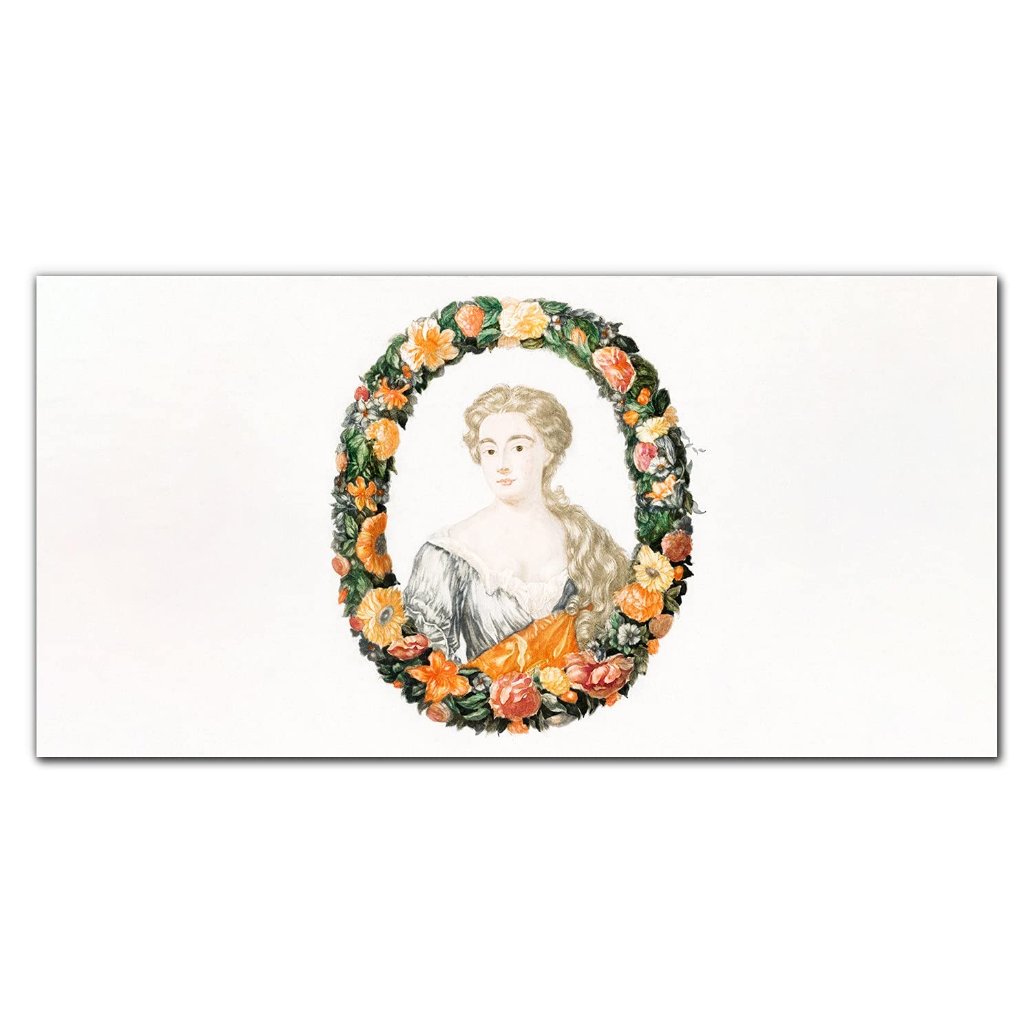 Crédence de cuisine en verre trempé 100x50cm avec portrait de femme et fleurs pour murale