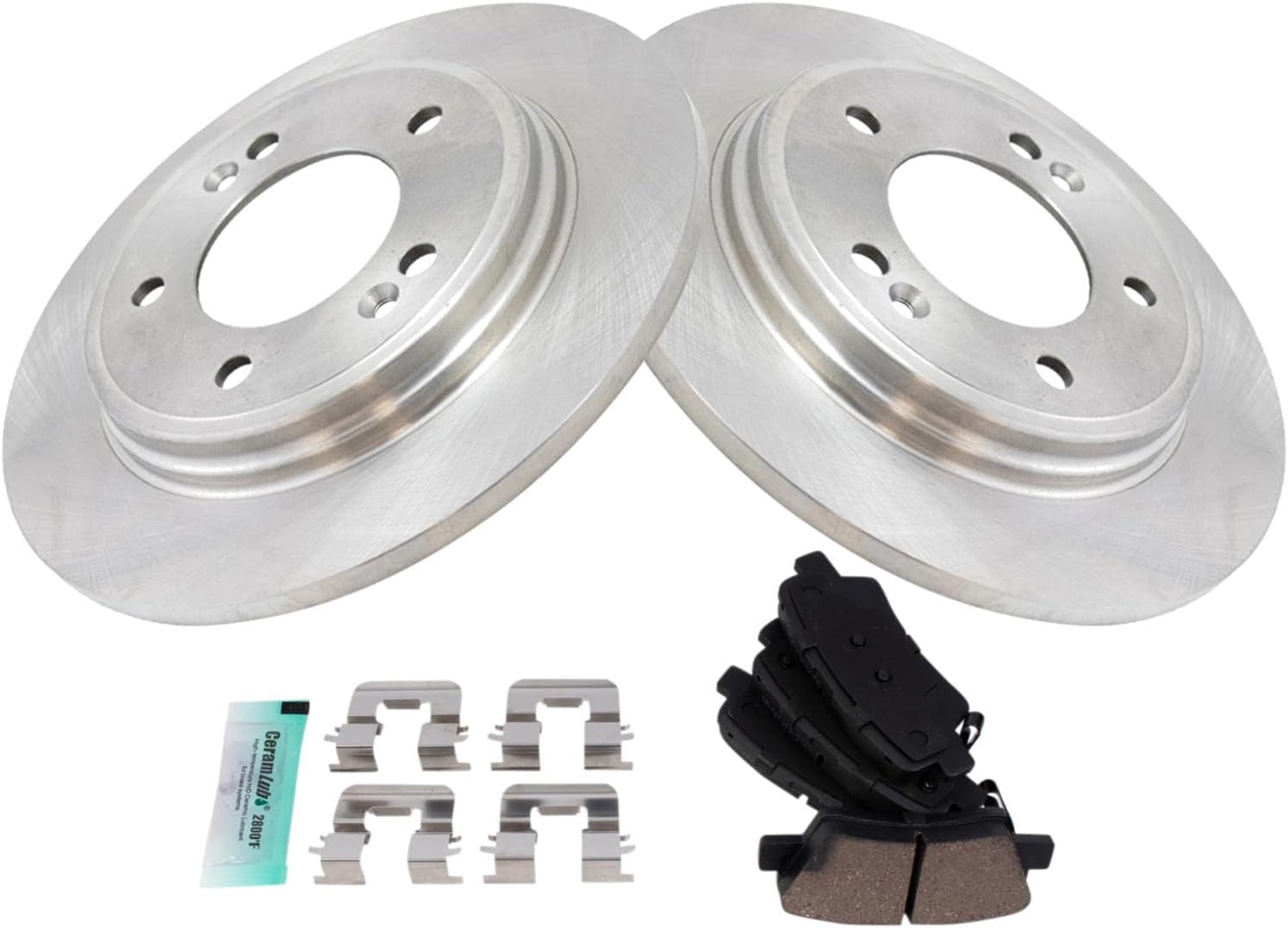 TRQ Rear Brake Pad and Rotor Set Ceramic Compatible with 2019-2021 Hyundai Veloster 2020 Kia Forte
