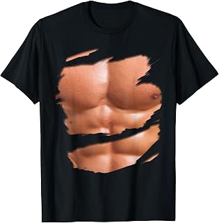 Fake Muscle Under Clothes Shirt Chest Six Pack Abs T-Shirt T-Shirt