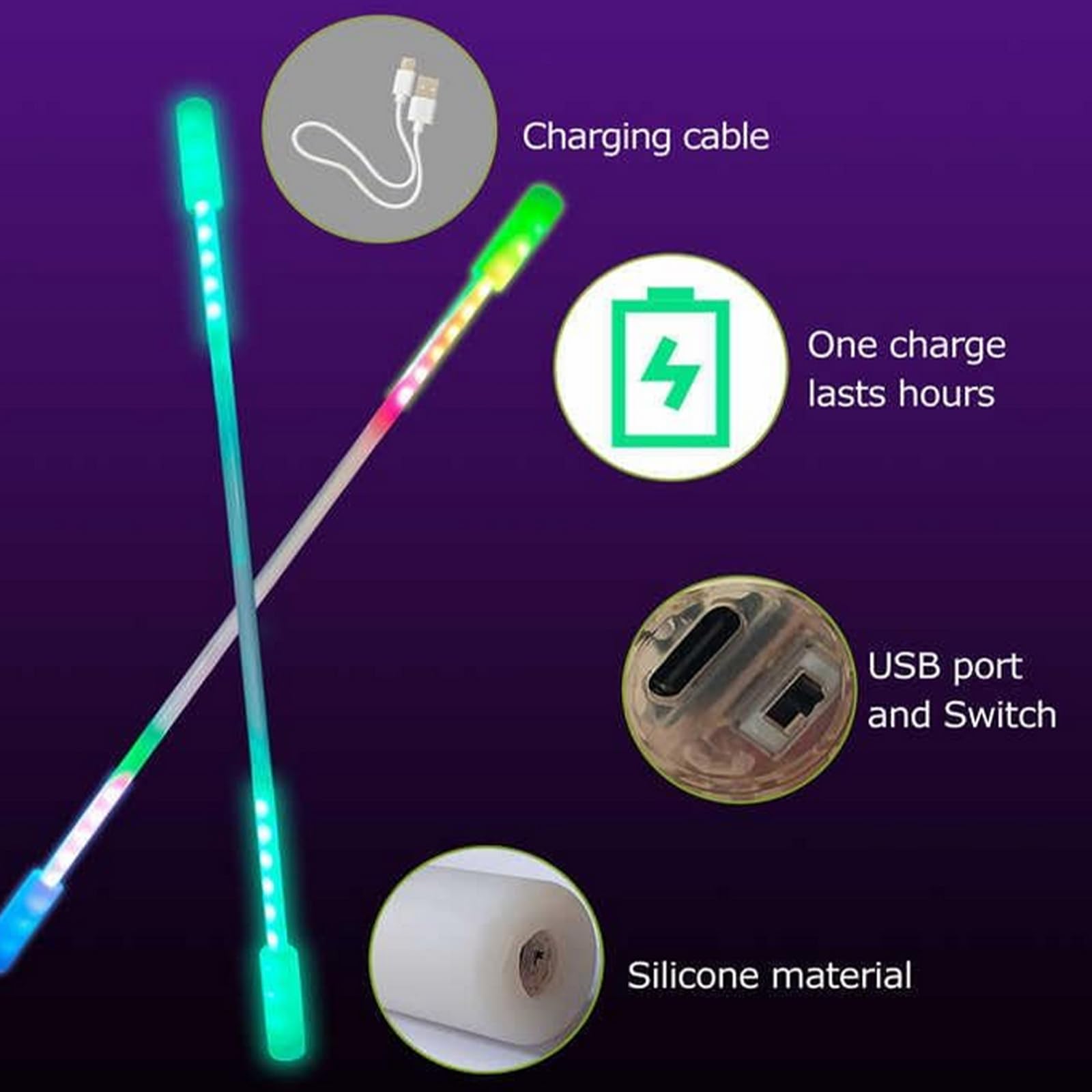 Poi LED Staff, longitud 47.51 pulgadas, impresionante luz – Glow Staff Spinning Fun con control remoto, ideal tanto para principiantes como para artistas profesionales