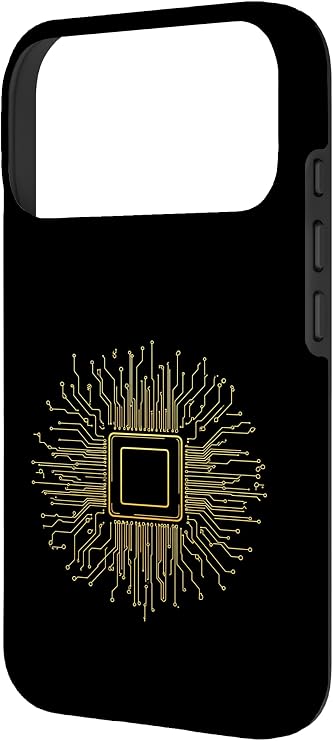 Microchip Circuit Board CPU Golden Tech Pattern Case for iPhone 17 Pro