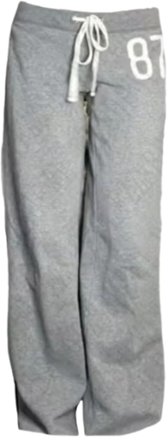 Vhitler Cute Jersey Pajama Pants Y2k Low Rise Pj Pants Wide Leg Drawstring Pants Preppy Aesthetic Lounge Pants Grunge Pants