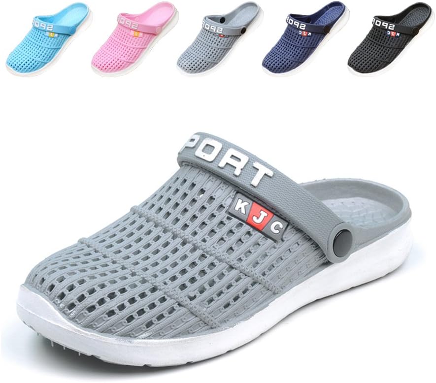 HooyFeel Perforated Garden Clogs Shoes Slippers Sandals for Men Women Grey