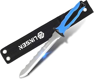 Stainless Steel Garden Knife with 11" Blade with New Handle, Double Side Utility Sod Cutter Lawn Repair Garden Knife with Nylon Sheath (BLUE)