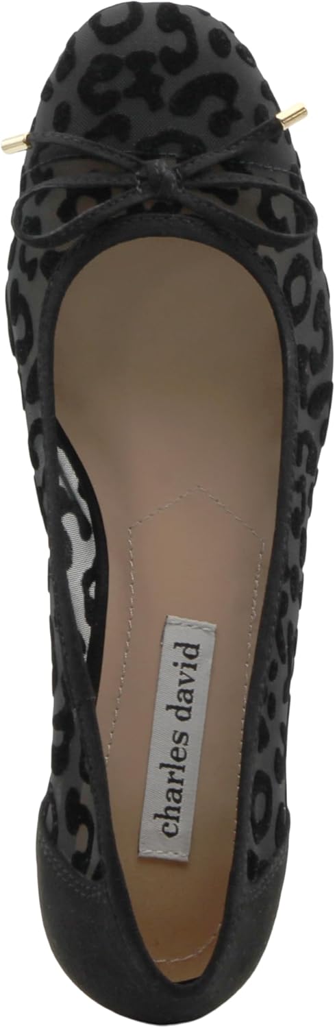 Charles David Women's Ballet Flats Maize Leopard Mesh Low Heel