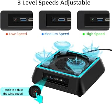 Mcbazel Cooling Fan for Xbox Series X, Xbox Series X Cooling Fan Stand with 3 Adjustable Speeds, 6 Colors RGB LED Light, Low Noise, Extra USB Ports Cooling System for Xbox Series x Console only