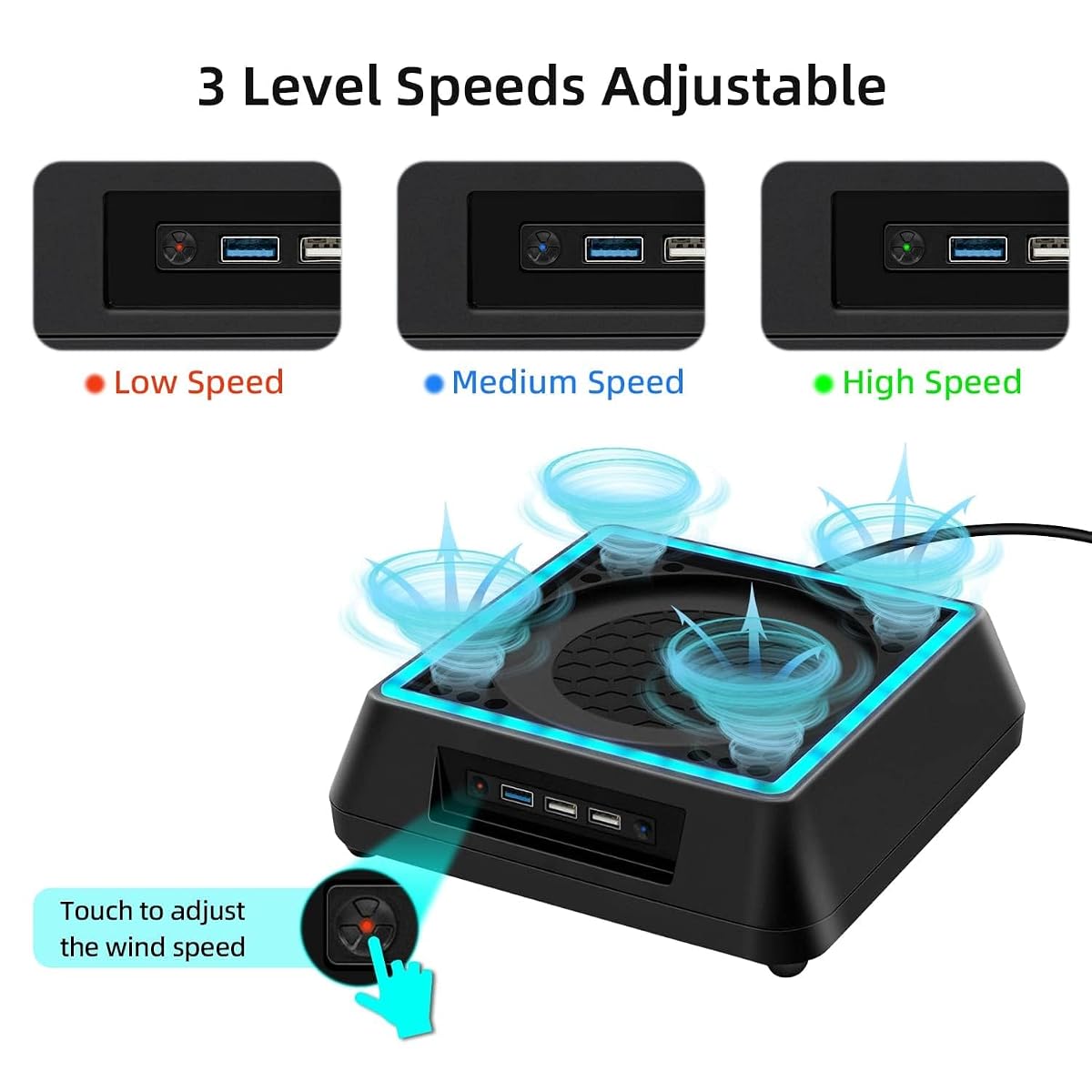Mcbazel Xbox Series X stojak z wentylatorem LED z diodami RGB/funkcją regulowanego chłodzenia/wyświetlaczem LED/portami USB 3.0/USB 2.0 dla konsoli Xbox Series X