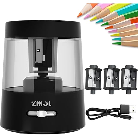 ZMOL Electric Pencil Sharpener for Colored Pencils, Auto Stop, Electric Pencil Sharpener...
