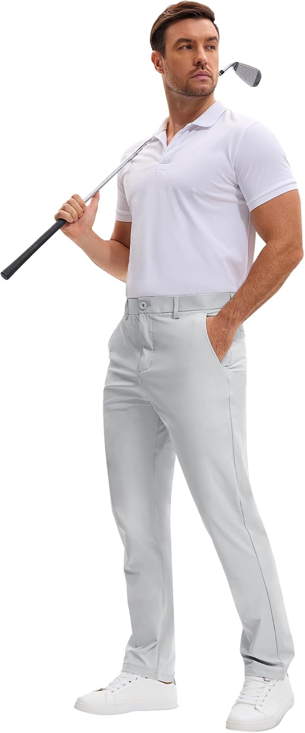 Mens Golf Pants Stretch - Lightweight Quick Dry Work Dress Pants 30" Slim Fit Casual Slacks for Men with 6 Pockets - Image 2