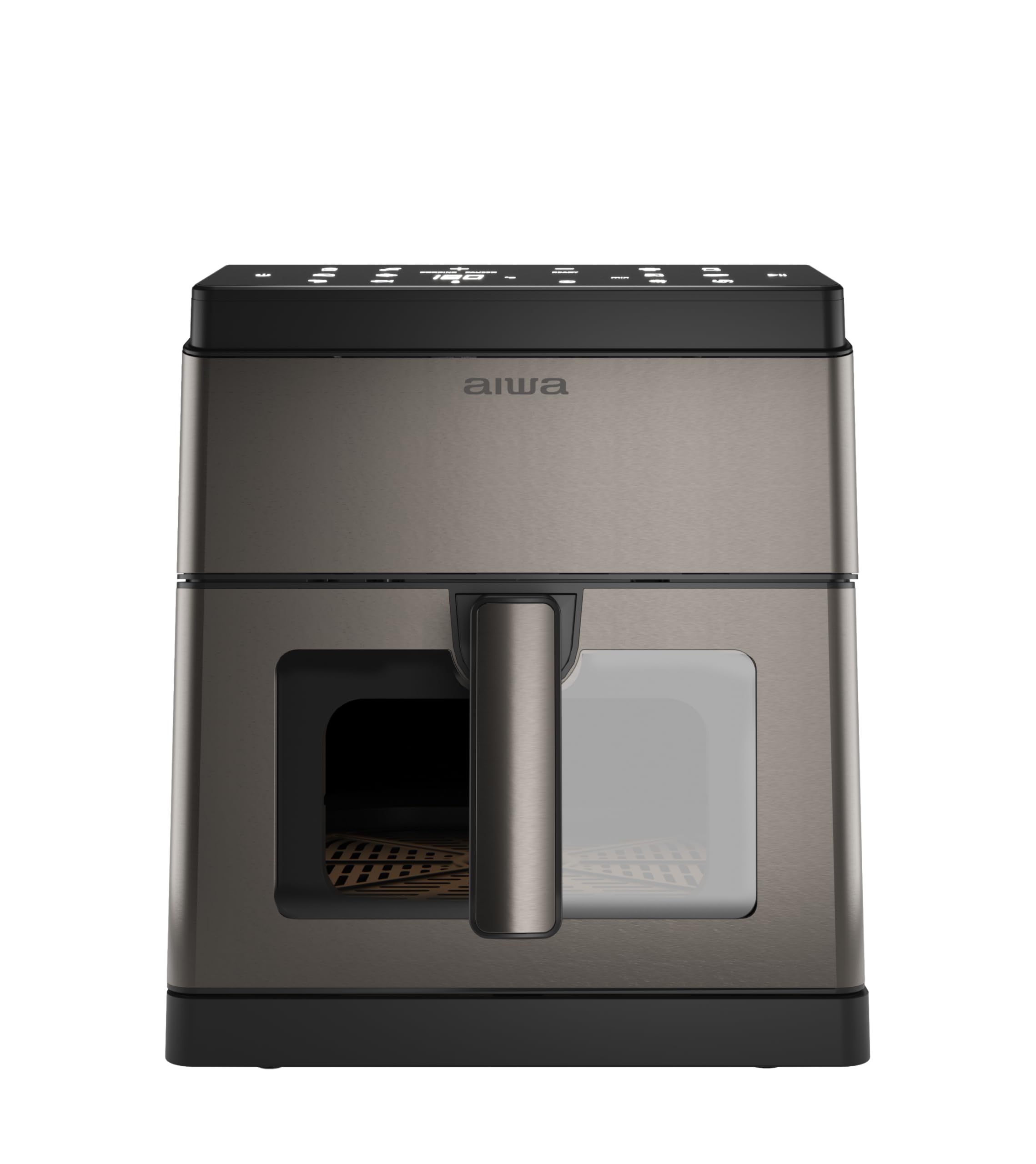 Aiwa AFR-8000 Kumadai Freidora de Aire 8 L, 1800 W, Control Digital, 12 Programas, Autolimpieza, Ventana Visible, Doble Calentamiento, Acero Inoxidable/Plástico, Color Metal