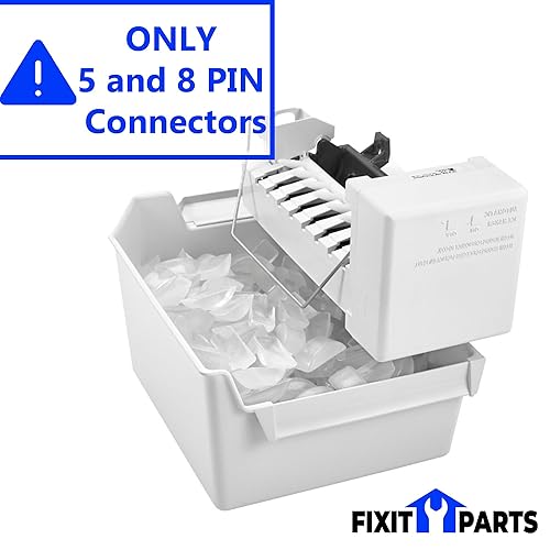 Miniatura 2 de W11510803 Kit de máquina de hielo  Cubo de hielo  Válvula de entrada  Tubo de llenado  Hardware 8 5 y 4 pines conectores cables incluidos para