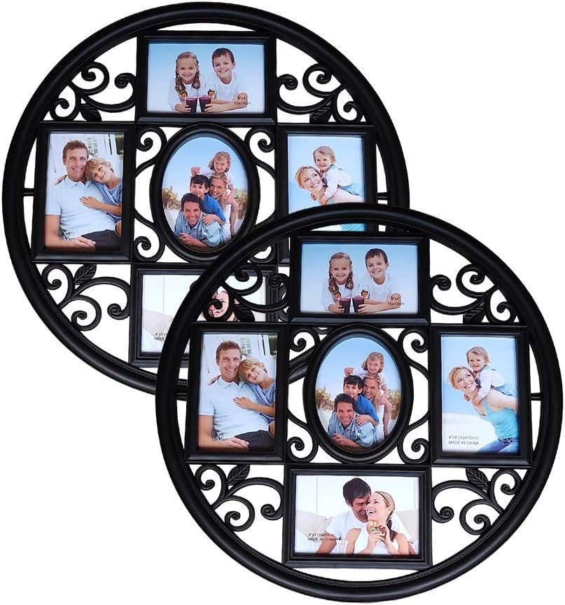 MKUN 2Pack of 4x6 Wall Photo Collage Frames Round Circular Circle