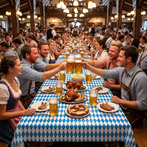 Hayfige 3 Pack Oktoberfest Tablecloth - Blue and White Checkered Tablecloth, German Beer Table Cloth Rectangular, Bavarian Table Cover for Beer Festival Oktoberfest Decorations Party, 54 x 108 inch - image 7