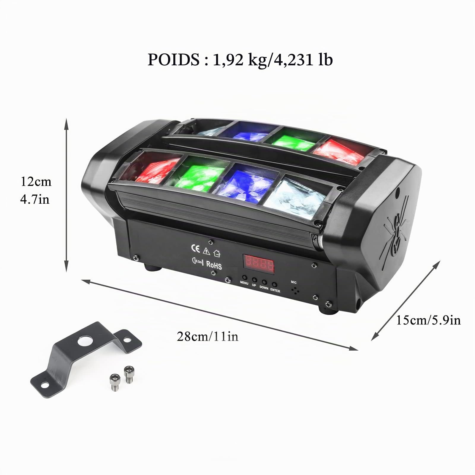 8x3w RGBW Lyre Led Luminaires à Tête Rotative Dmx512 Lumière de Scène à Tête Mobile, Activation Sonore Moving Head Led Beam Disco Lumière D'araignée, Jeux de Lumiere Soiree Dj pour Noël Fête Halloween