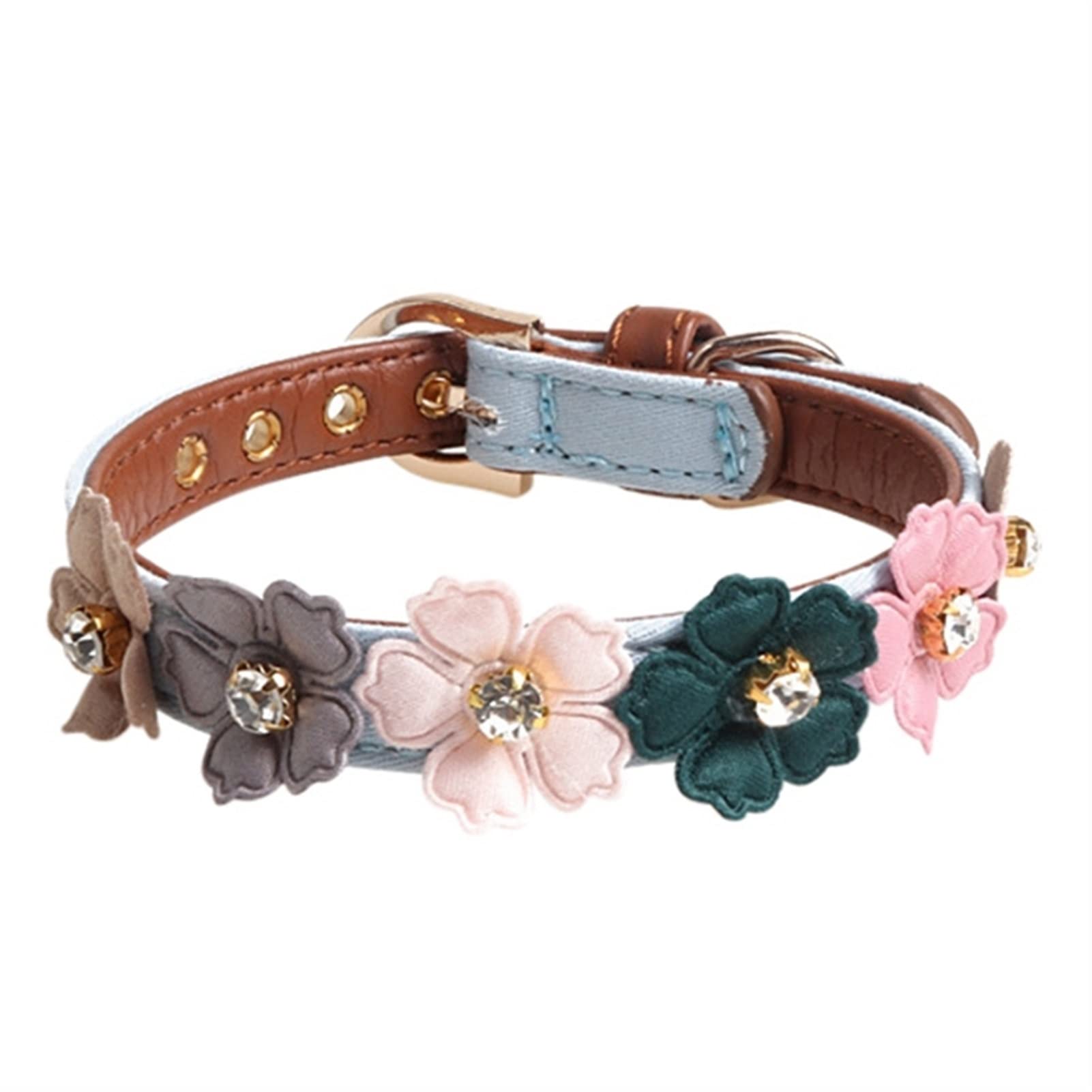 Collier pour chien et chat personnalisé gravé avec fleurs JINGYAN