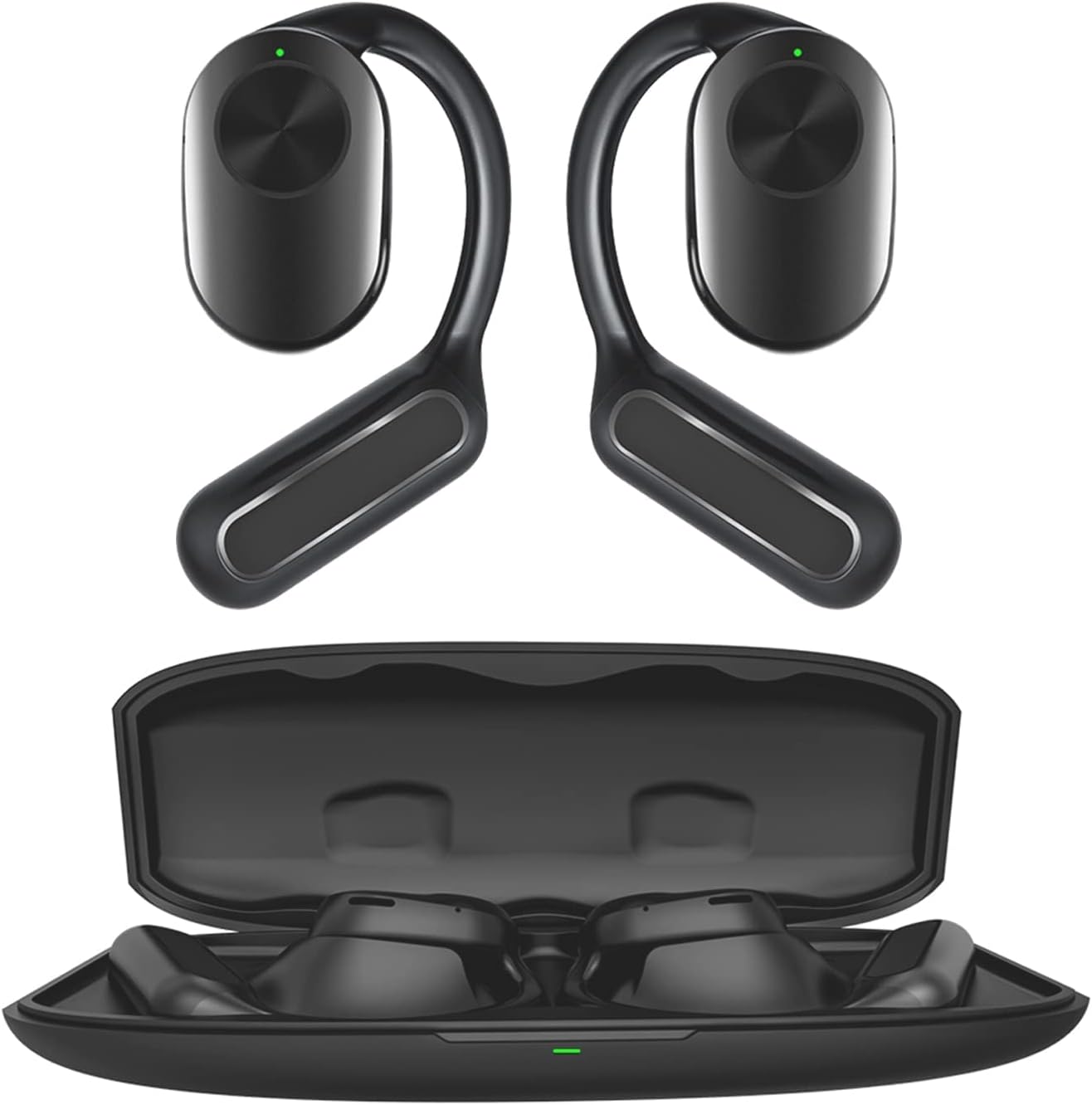 Open Ear Air Bone Conduction Headphones Head Set Wireless Bluetooth Over Open Ear Earbuds with Earhooks Ear Hook Induction Earphones Bone Conducting Conduction Headset Earbuds Headphones Outer Ear