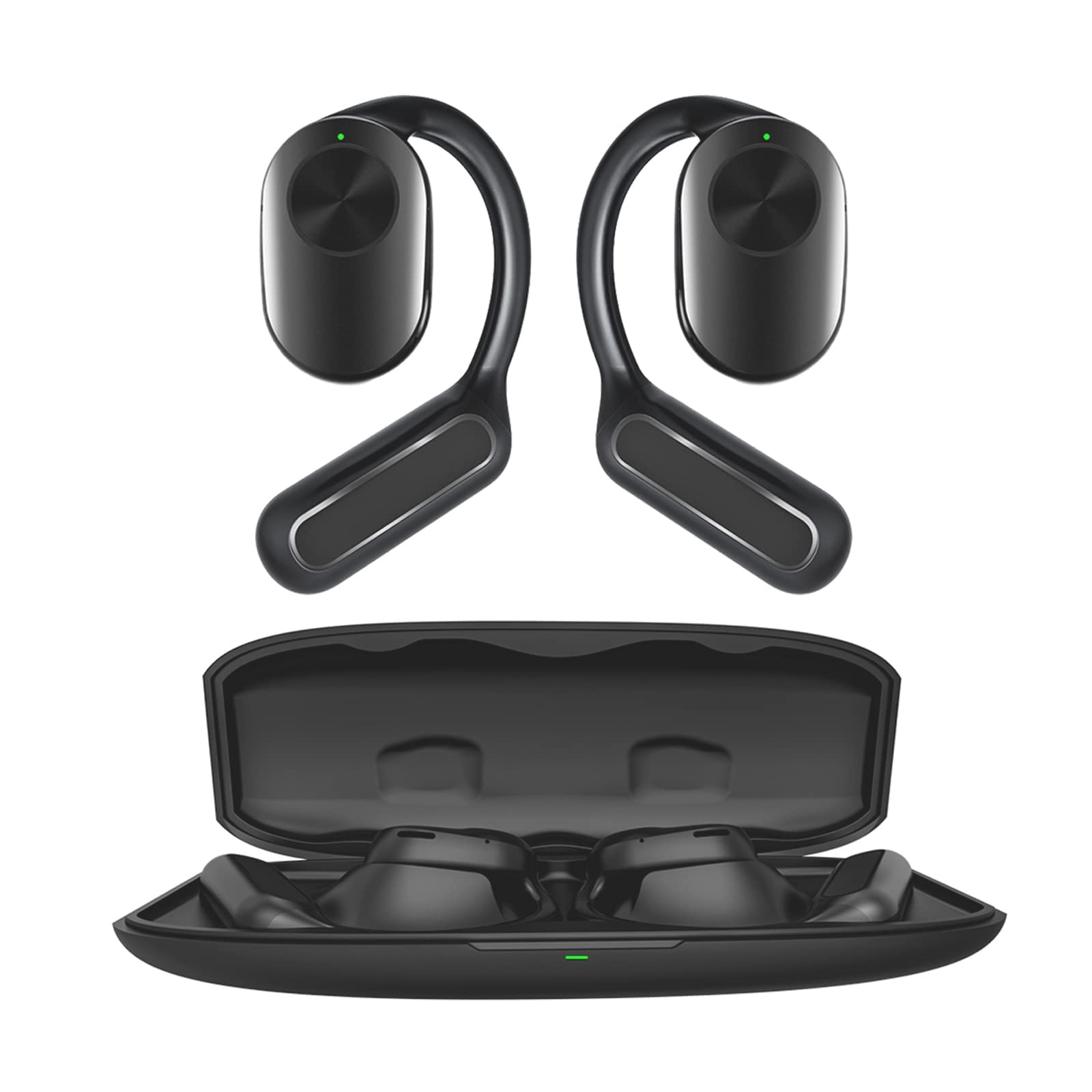 Open Ear Air Bone Conduction Headphones Head Set Wireless Bluetooth Over Open Ear Earbuds with Earhooks Ear Hook Induction Earphones Bone Conducting Conduction Headset Earbuds Headphones Outer Ear