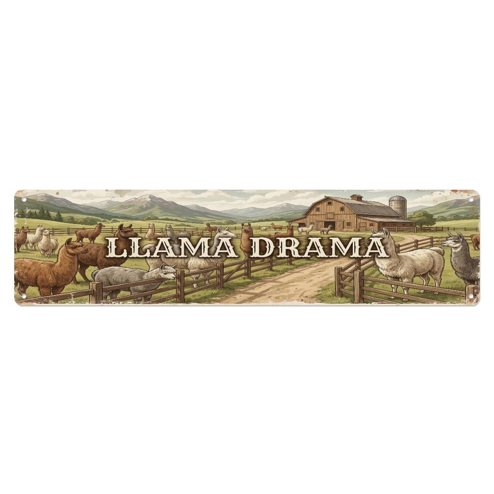 Xanthor Style Metal Tin Sign Vintage Yard Spit Llama Farmhouse Funny Llama Backyard Farm