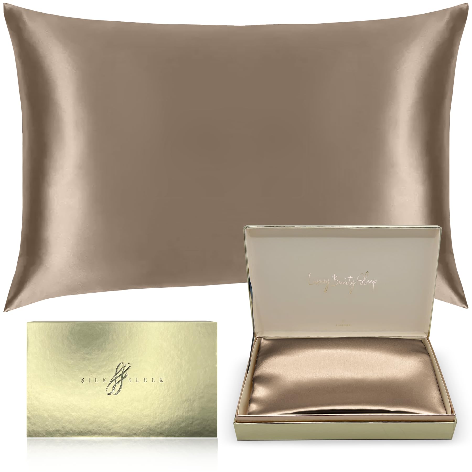 SILKSLEEK 100% Mulberry Silk Pillowcase for Hair and Skin 22 Momme Silk Bedding, Hypoallergenic Natural Silk Pillowcase