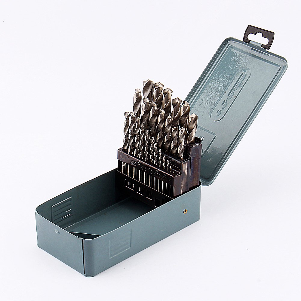 Jeu de Forets à Métaux HSS, 25 Pièces, 1-13mm, pour Béton Maçonnerie Pierre Calcaire, Coffret de Forets Mixtes