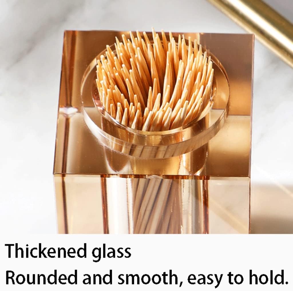 Exquisite Glass Toothpick Holder with Lid Toothpick Dispenser Portable Toothpick Holder Dispenser for Kitchen Restaurant Decorative Sturdy