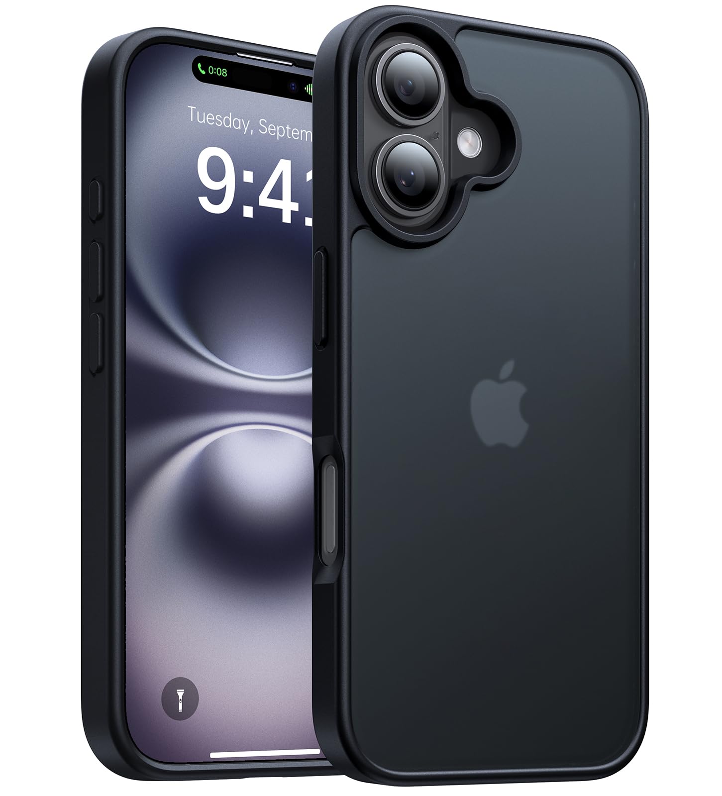 KCQNine for iPhone 16 Case, [Military-Grade Drop Protection][Anti-Yellowing] Shockproof Protective Translucent Matte Cover for iPhone 16 Phone Case,