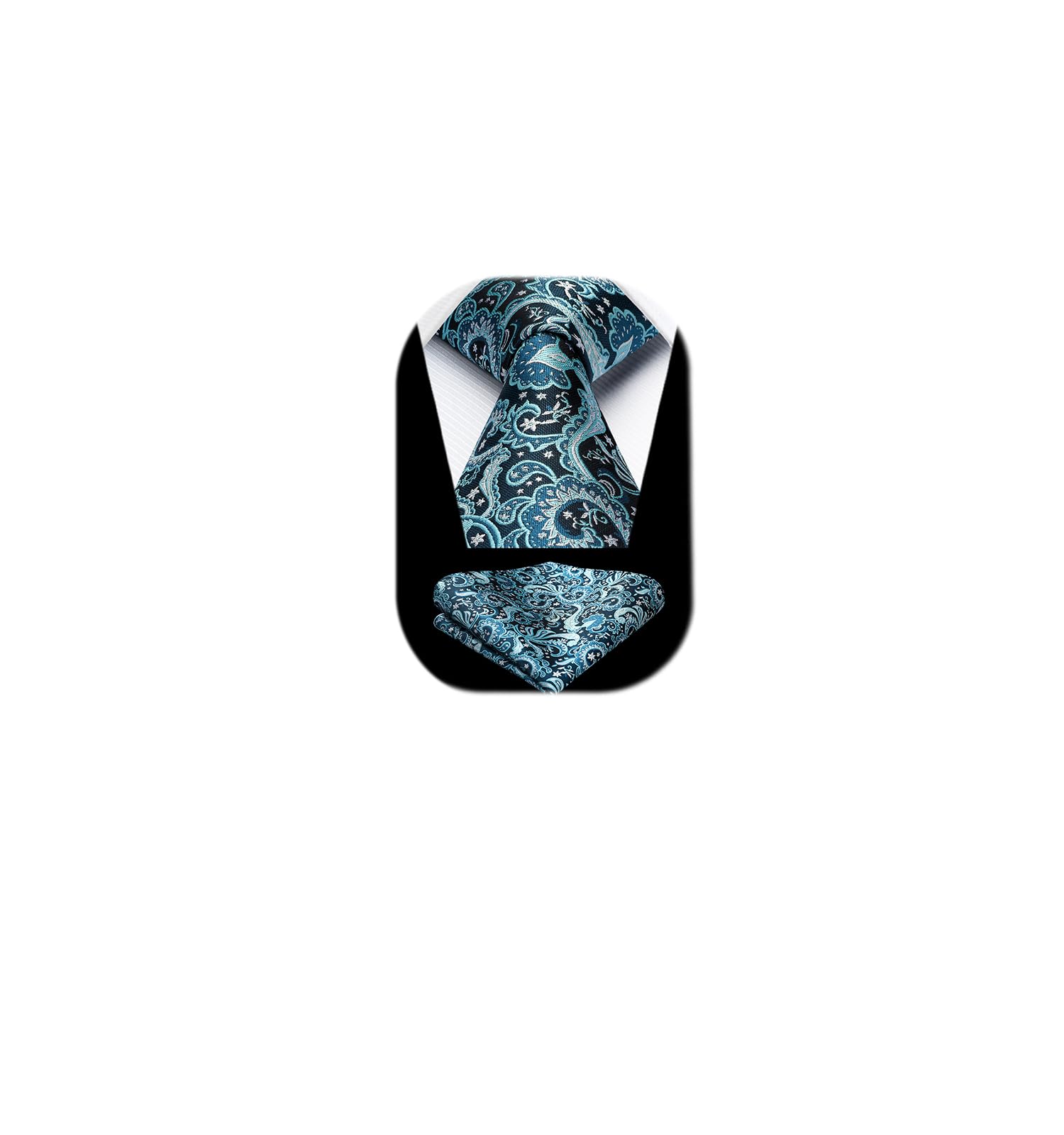 HISDERN Ties for Men Paisley Floral Tie Handkerchief Classic Woven Business Formal Necktie and Pocket Square Set Wedding