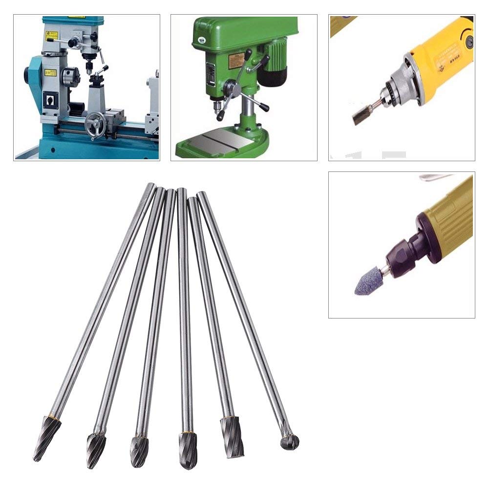 Walfront 6pz 6mm Set di Frese in Acciaio al Carburo di Tungsteno Rotante Lime Testa di Taglio Utensi per la Lavorazione del Legno di Perforazione Intaglio Incisione 10mm