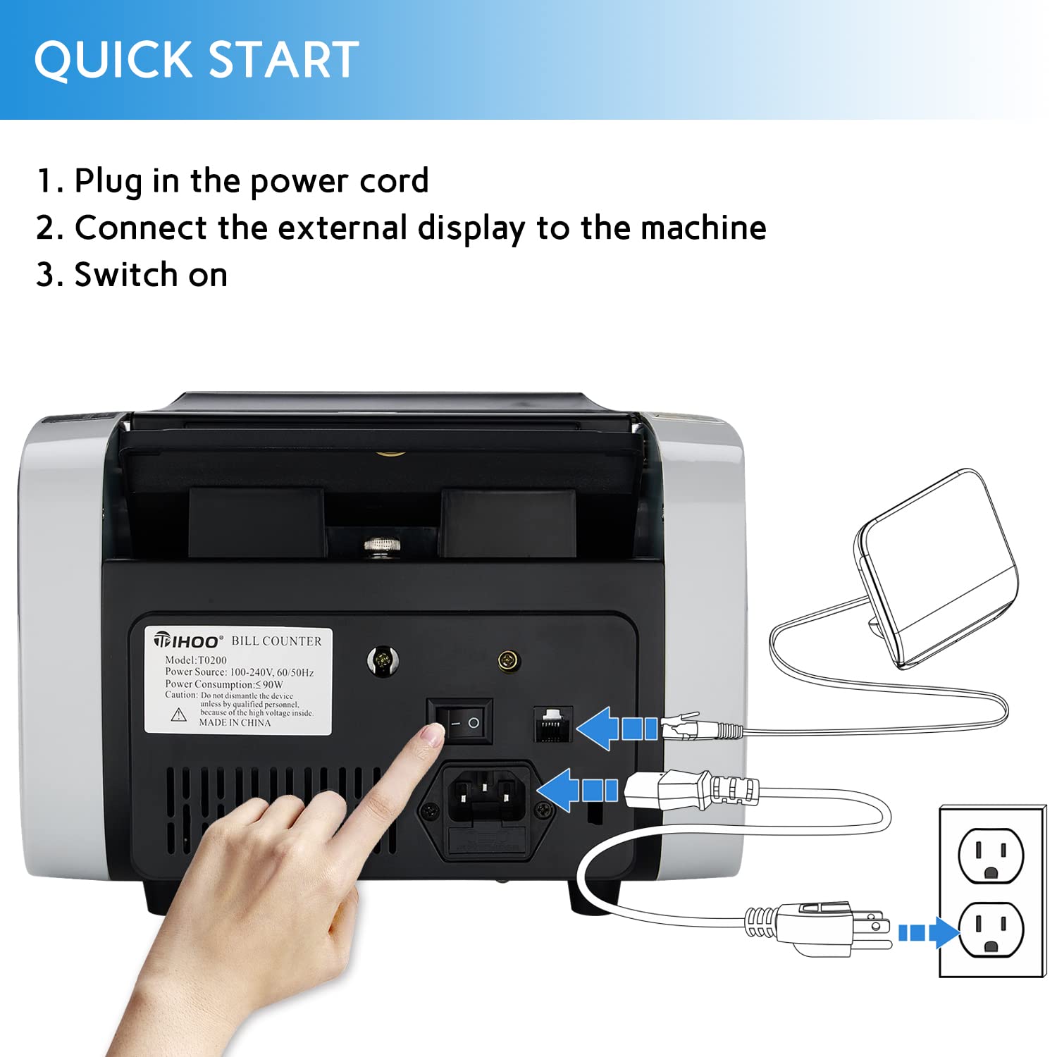 Contatore dei soldi con UV, MG, IR Contraffazione Rilevamento, Bill Contatore Portatile con Display Esterno, 1200sheet/min. NON Contare il valore delle fatture