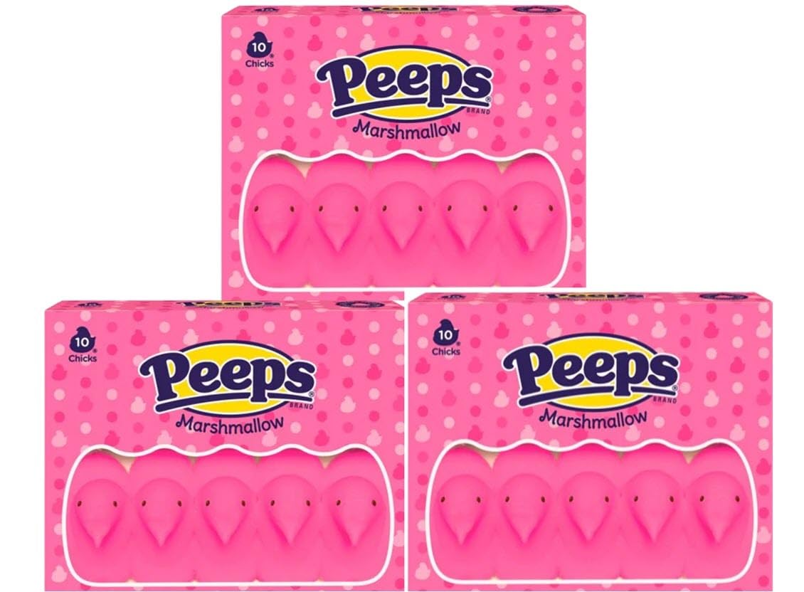 PEEPS Easter Marshmallow Chicks, Variety Pack, 10 Count (Assorted Flavors & Colors) (3 count, Pink Chicks Marshmallow)