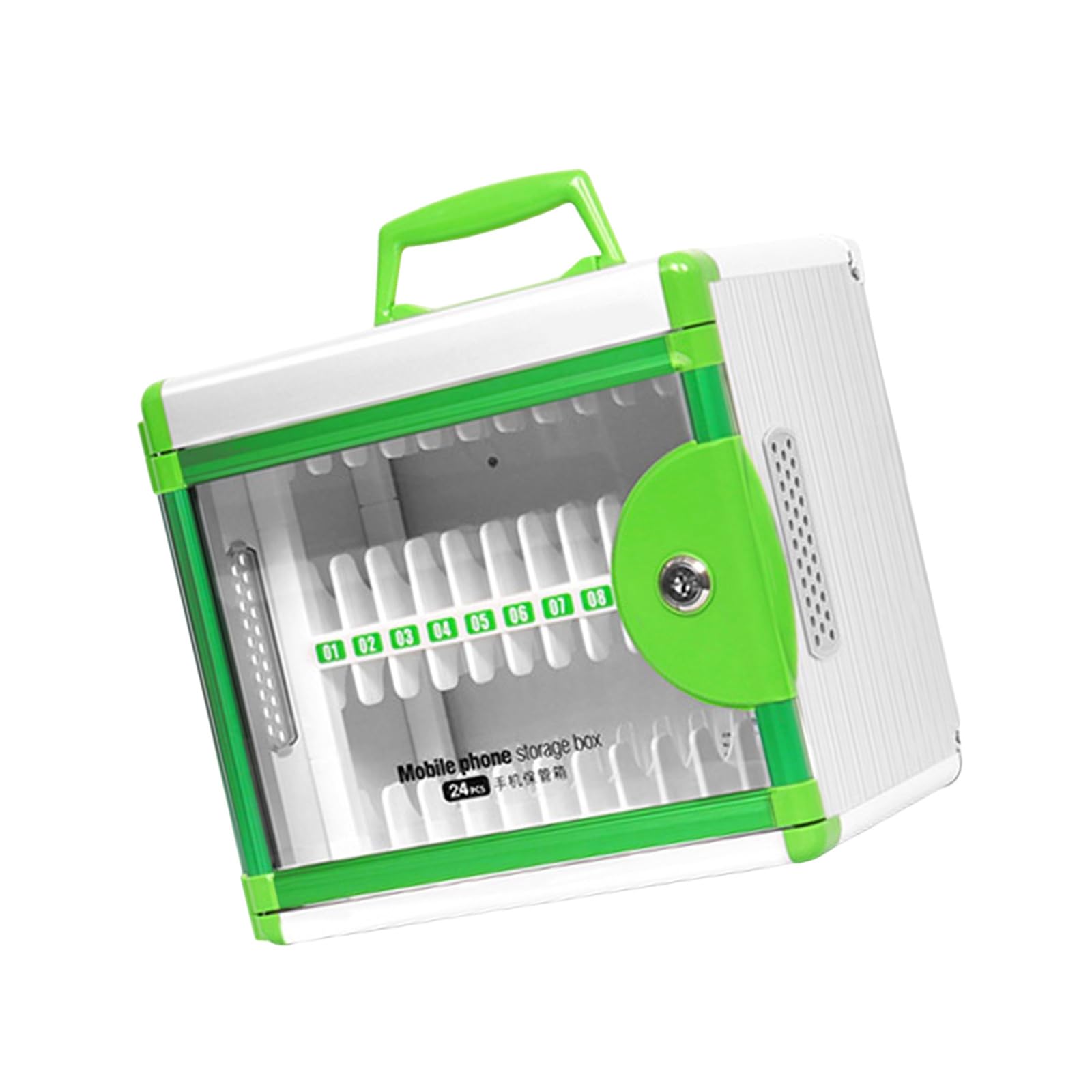 Ekoama 24 Slot Aluminum Phone Storage Box With Secure For Classroom Workplace Protected Device Management