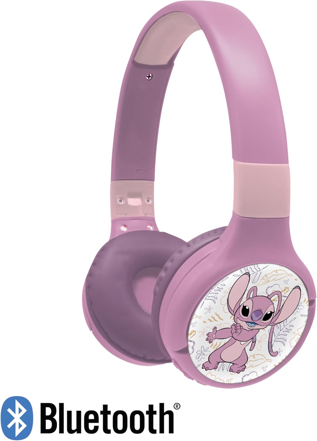 Lexibook HPBT010D1, Disney Stitch, Angel 2-in-1 Bluetooth and Wired Headphones, Microphone and Controls, Foldable and Adjustable, Long-lasting rechargeable battery, Rose