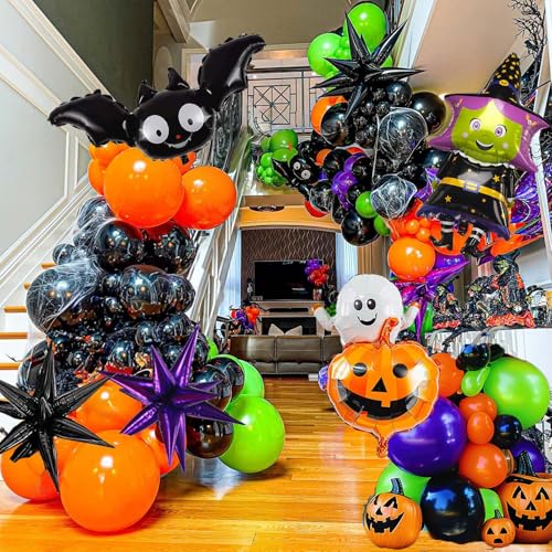 Halloween Balloon Garland Arch Kit 170pcs Orange and Black Purple...