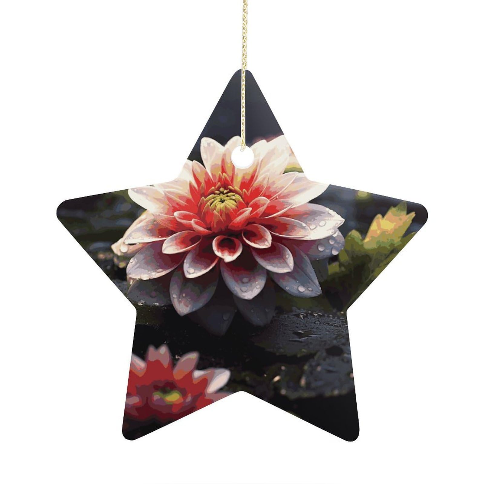 Fodpand Women's Style Flower1 Ornament With String, Keepsake Hanging Decorations,Ceramic Ornaments For Men Indoor Home Holiday Party Gifts