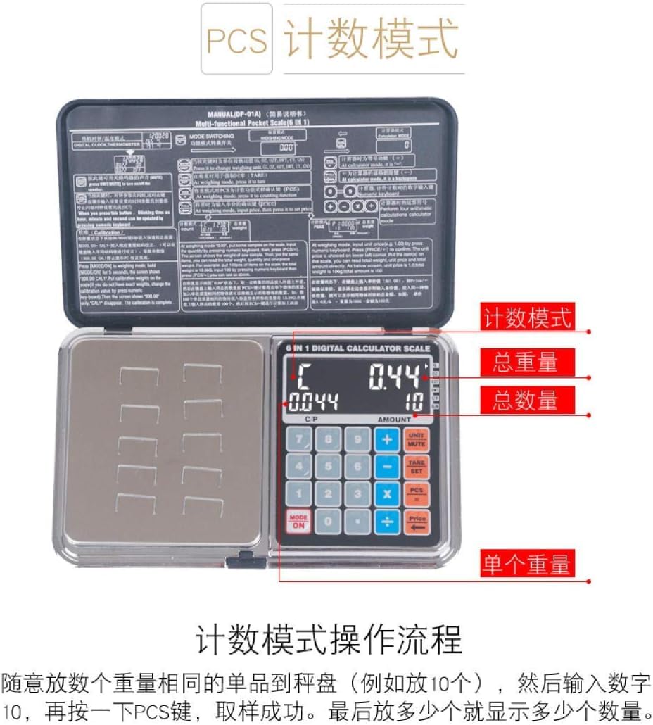 Digitale Küchenwaage, Küchenwaage, Mini-Schmuckwaage, elektronische Waage, Zählpunkt, Gramm, Gewicht, tragbare Waage (1000 g/0,1 g)