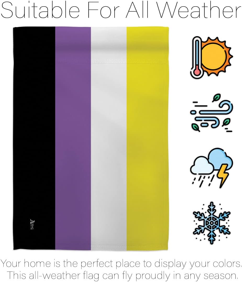 Nonbinary Flag Garden - Set Wall Holder Support Pride Rainbow Love LGBT Gay Bisexual Pansexual Transgender - House Decoration Banner Small Yard Gift Double-Sided Made in USA 13 X 18.5