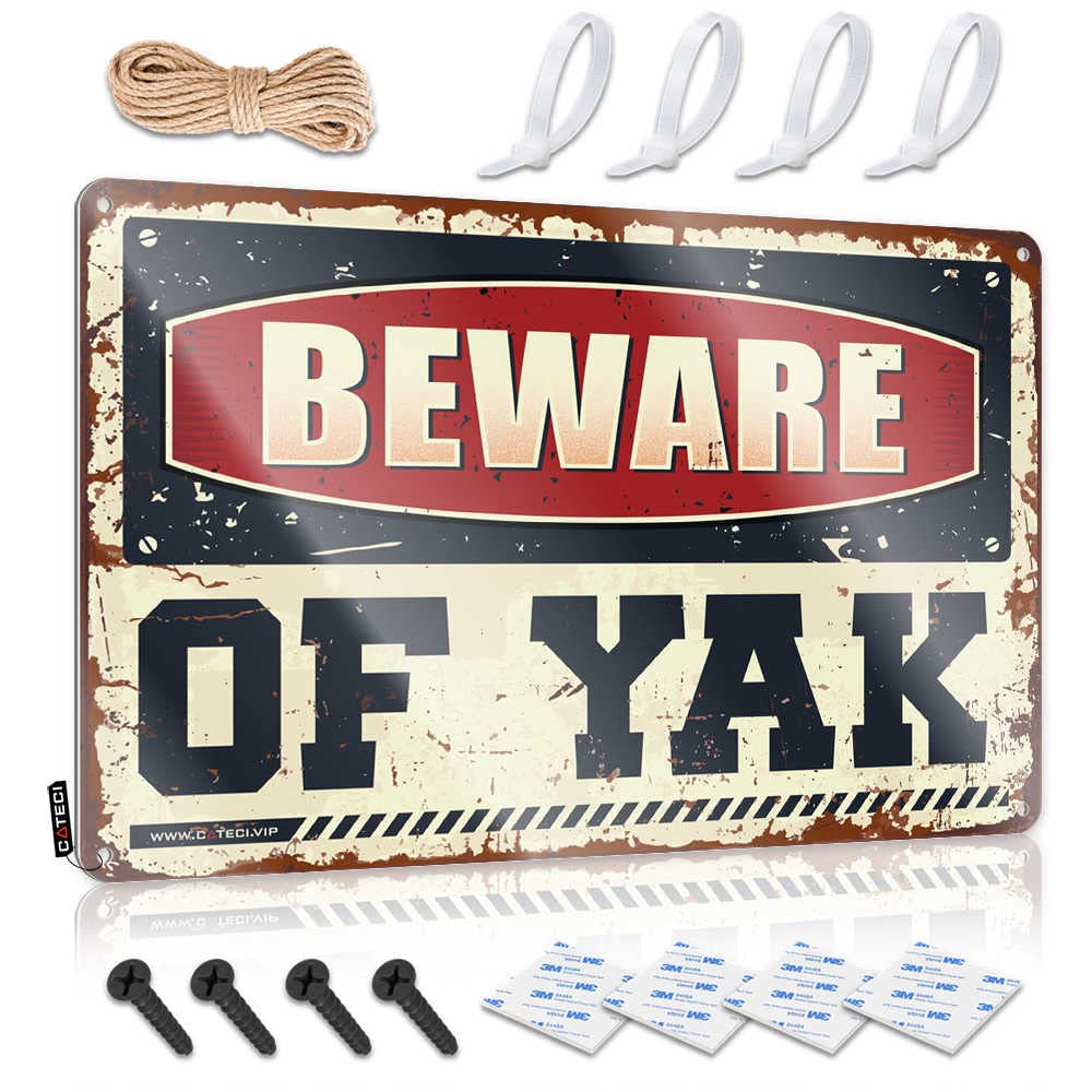 Fzfn Colour At Home Decor Designer Matal Sign | Beware Of Yak Handmade For Stair Living Room(30X40cm)