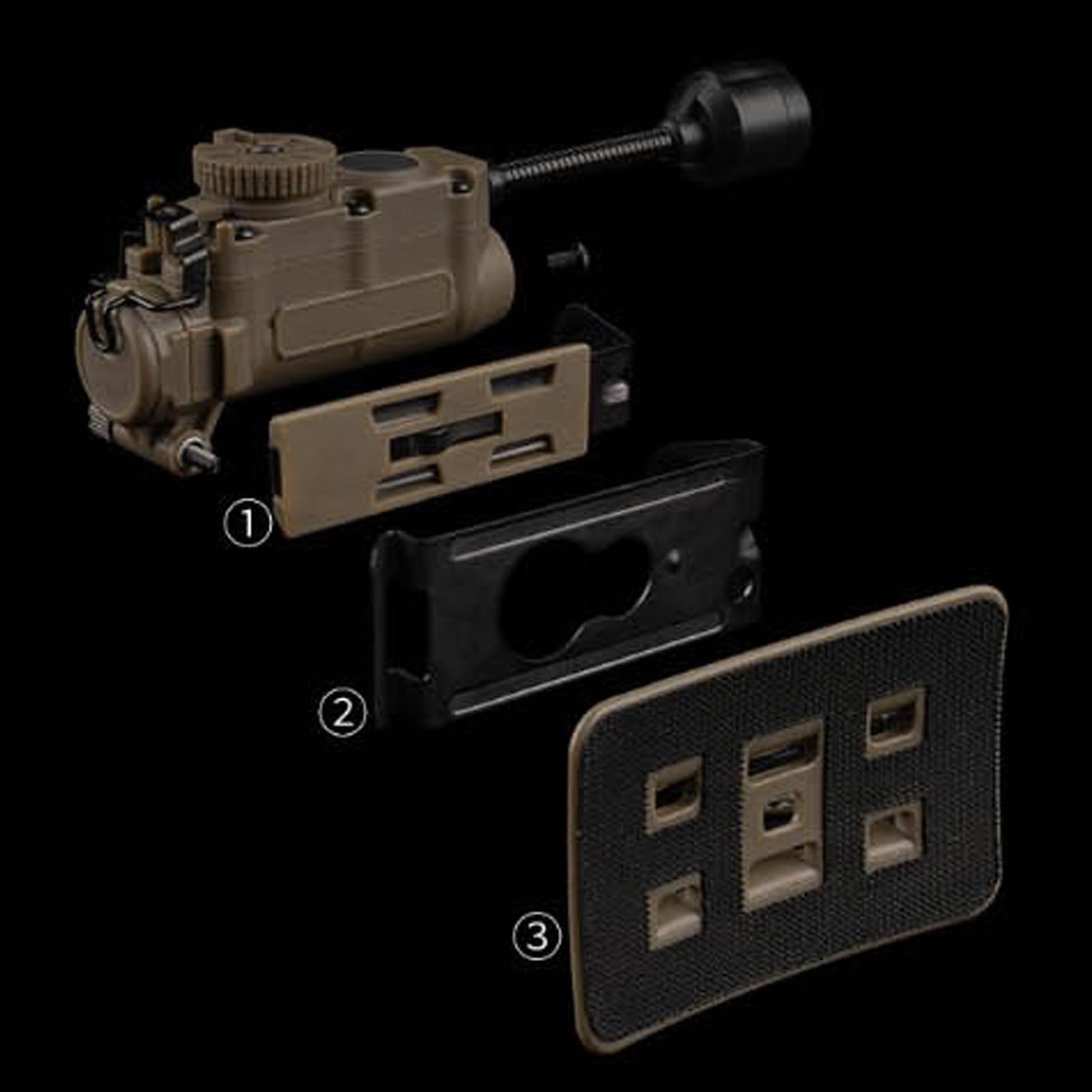 WLXW Outdoor 5-in-1-Airsoft-Helmleuchte Mit Halterung, Inklusive Taktischer ARC-Führungsschienen-Gurtbandclips, for Die Montage des MOLLE-Gurtsystems