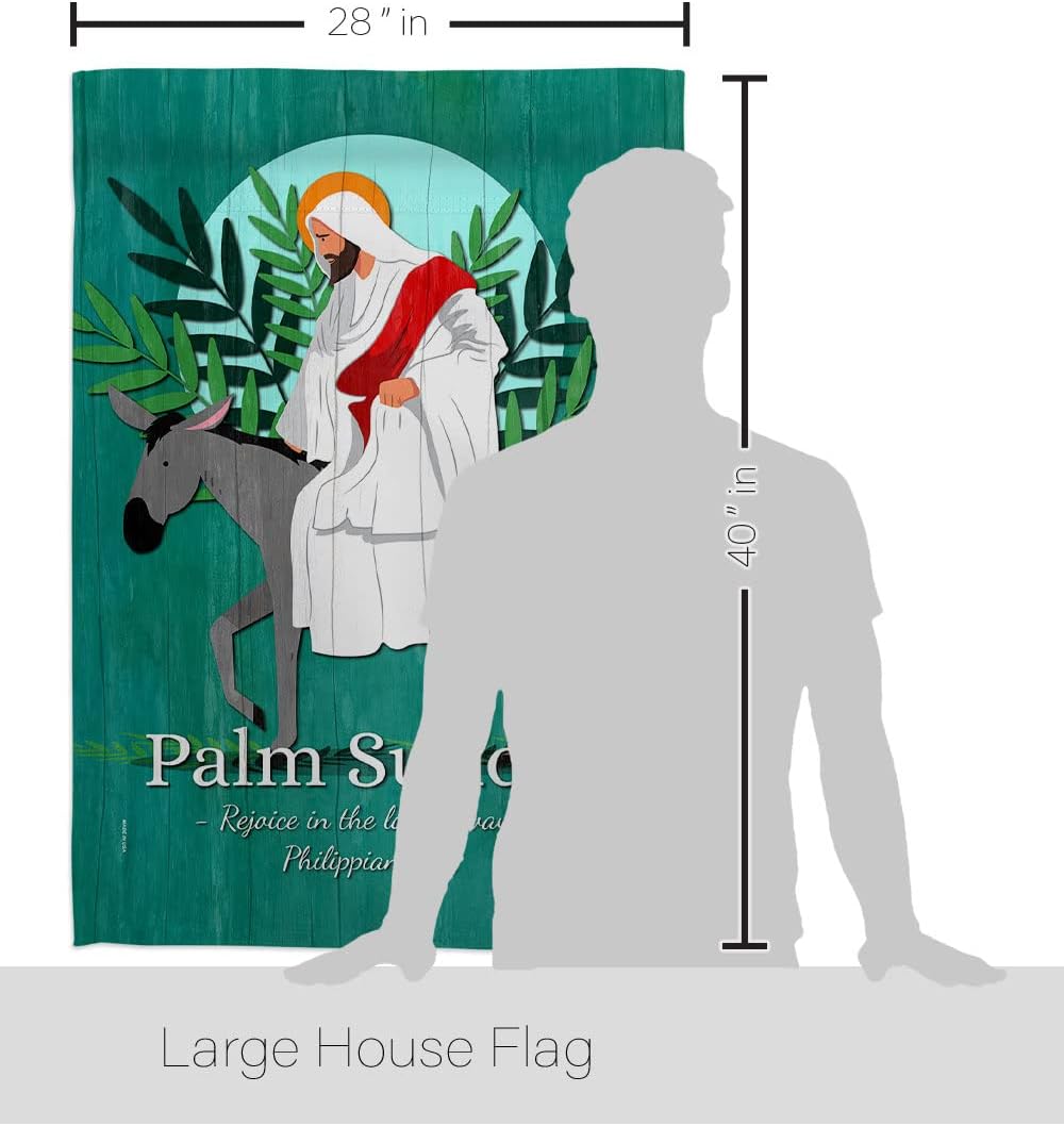 Rejoice Palm Sunday House Flag Religious Faith Hope Grace Peace Dove Christian Religion Easter Decoration Banner Small Garden Yard Gift Double-Sided, Made in USA