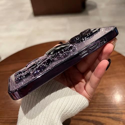 Miniatura 3 de Roemary Funda con soporte oculto de astronauta para iPhone 15 Pro Max, para iPhone 15 Pro Max, funda dorada, soporte plegable de astronauta con