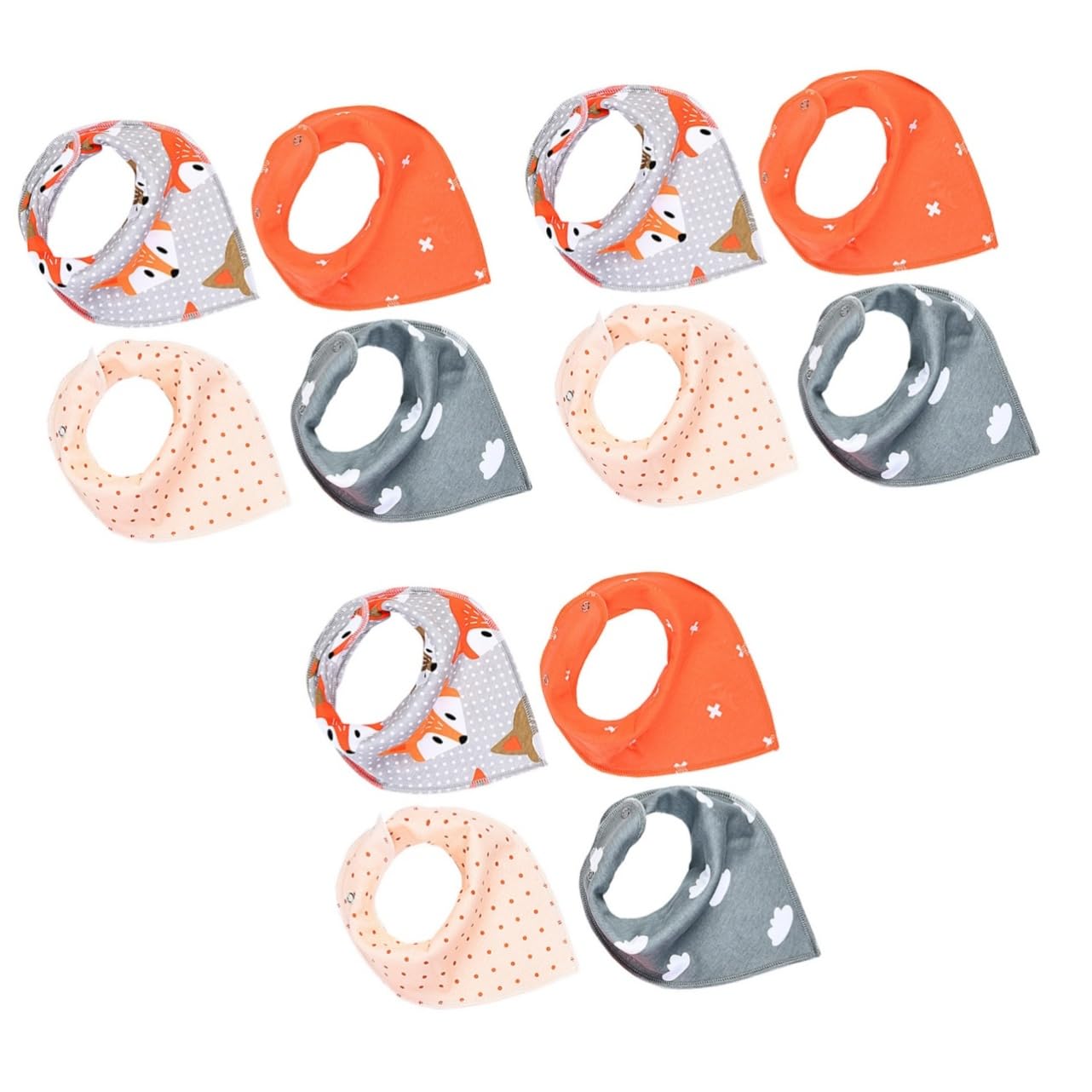 UPKOCH 12pièces Bavoirs Bandana Unisex Garçon Fille Garçon Fille Coton Absorbant Tablier De Dribble Triangle Avec Boutons-pression Pour Nourrissons Et Teething