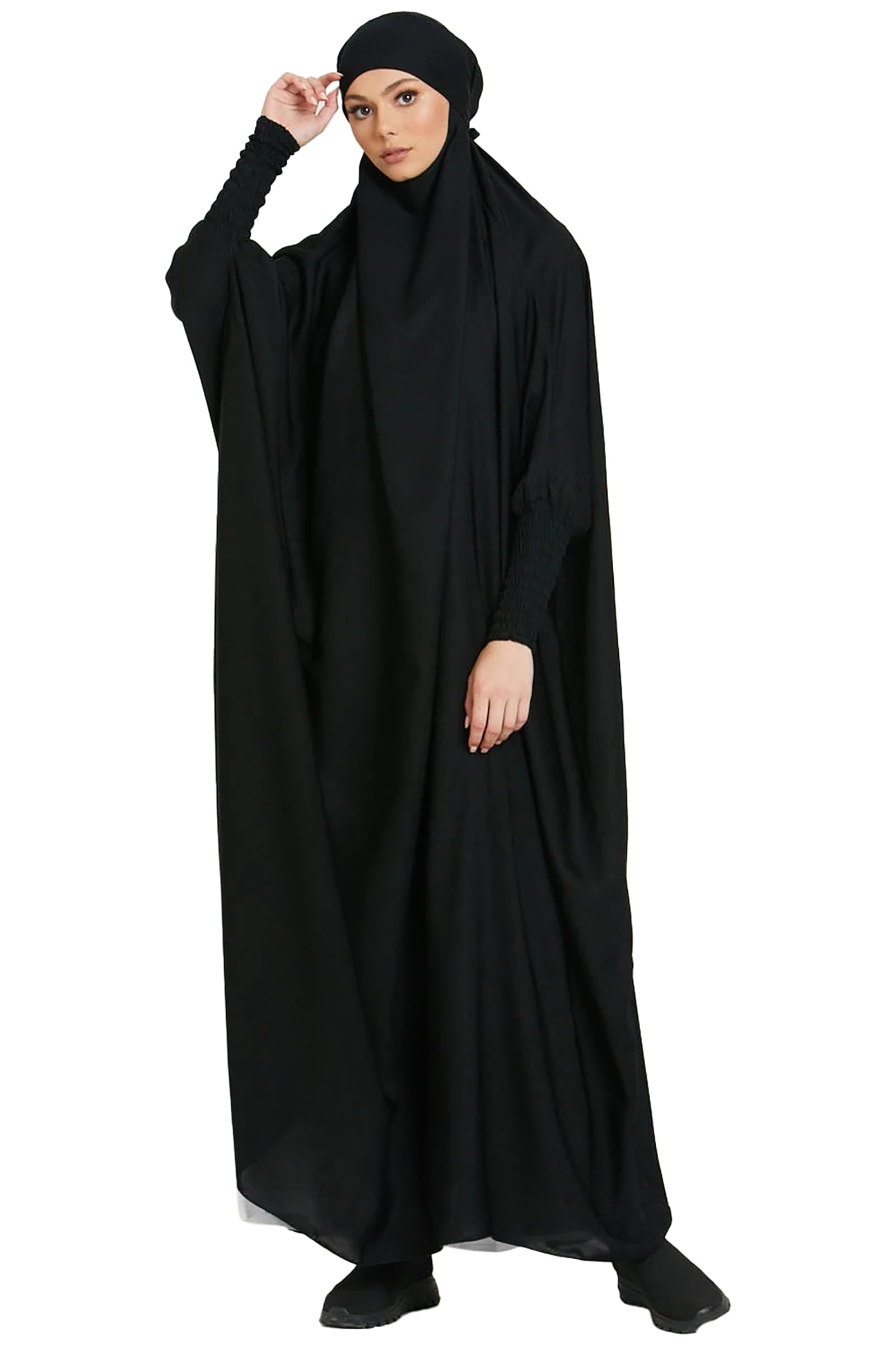 Women One-Piece Muslim Abaya Dubai Islam Hijab Robe Solid Lady Prayer Hoodied African Dress