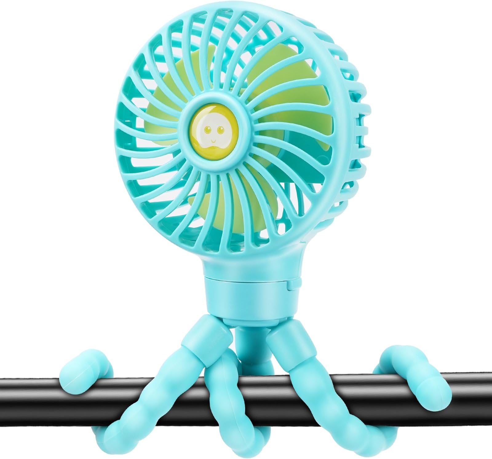 Portable Pram Fan, Rechargeable Small Mini Clip on Fan, 2500 mAh 3 Speed 360° Rotate with Flexible Tripod Handheld Desk Fans for Stroller, Car Seat Crib Treadmill Travel outdoor Blue