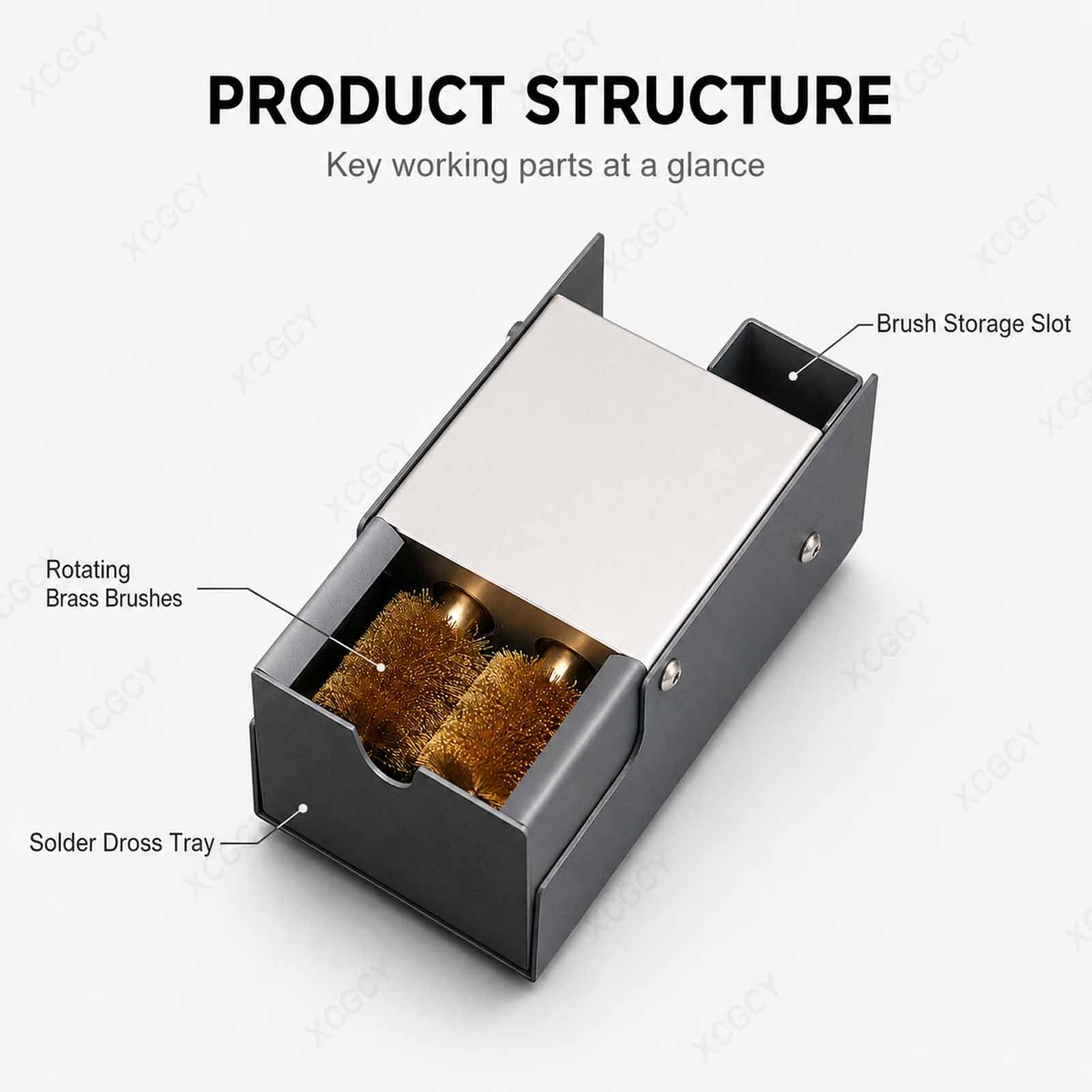 Dos Cepillos De Lana De Latón Reemplazables, Limpiador Automático Giratorio De Puntas De Soldadura, Sistema De Motor 5 W, Eliminación Rápida De Óxidos Y Residuos, Colector Integrado para PCB