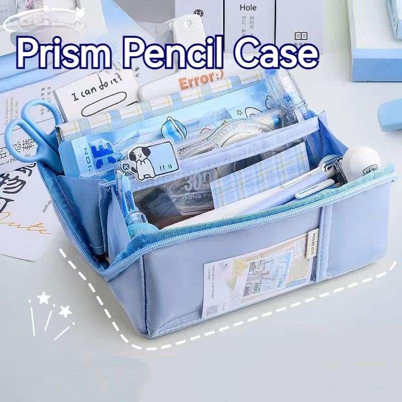 Miniatura 5 de AuraGlor Estuche para lápices de gran capacidad, 8 compartimentos, bolsa grande para lápices, estuche para lápices, organizador de almacenamiento