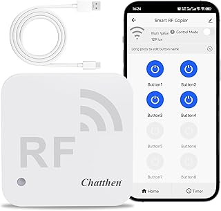 Smart WiFi Fernbedienung, universelle RF Fernbedienung mit 433 MHz, Programmierfunktion, Timer-Einstellung, geeignet für RF-Geräte wie motorisierte Vorhänge, Garagentore und ferngesteuerte Beleuchtung